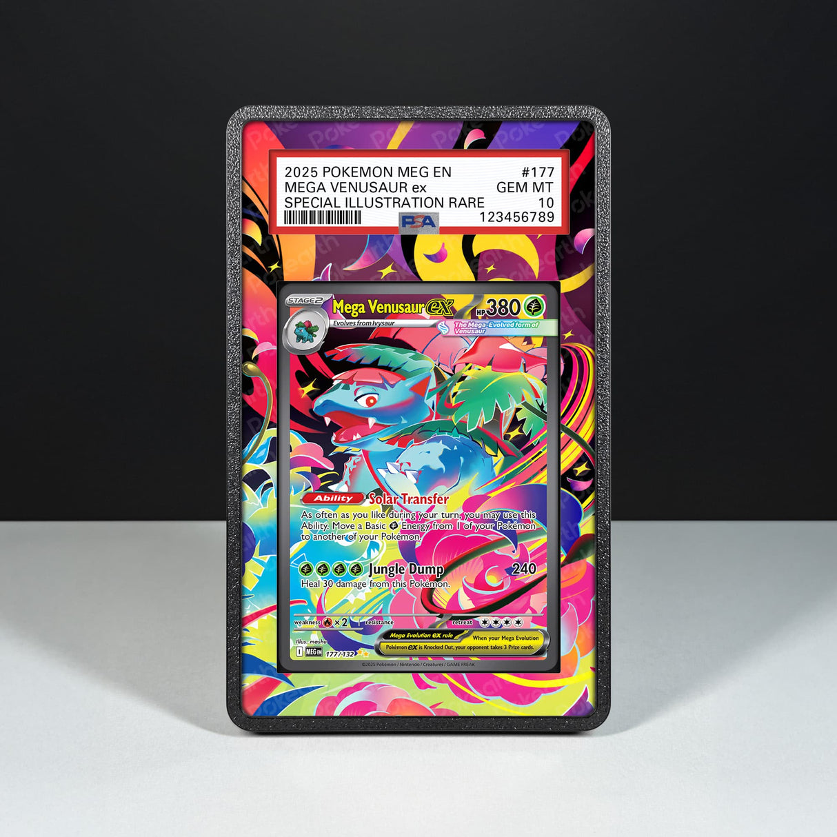 Mega Venusaur ex 177/132 - Graded Card Extended Artwork Display Case - Display Case Extended Artwork Pokearth