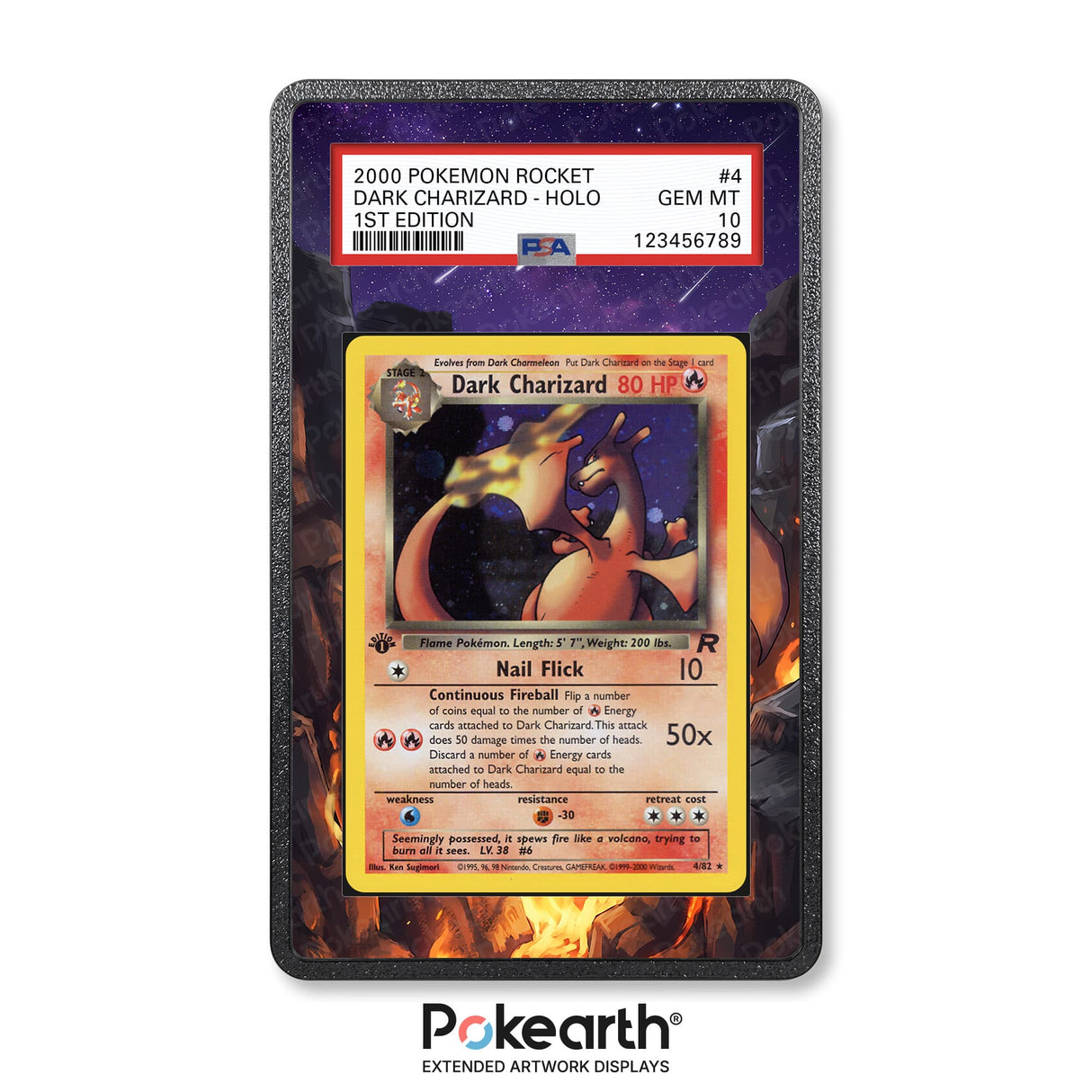 Dark Charizard 4/82 - Graded Card Extended Artwork Display Case - Display Case Extended Artwork Pokearth