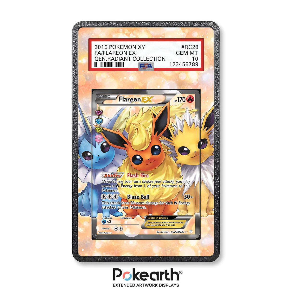 Flareon EX RC28/RC32 - Graded Card Extended Artwork Display Case - Display Case Extended Artwork Pokearth