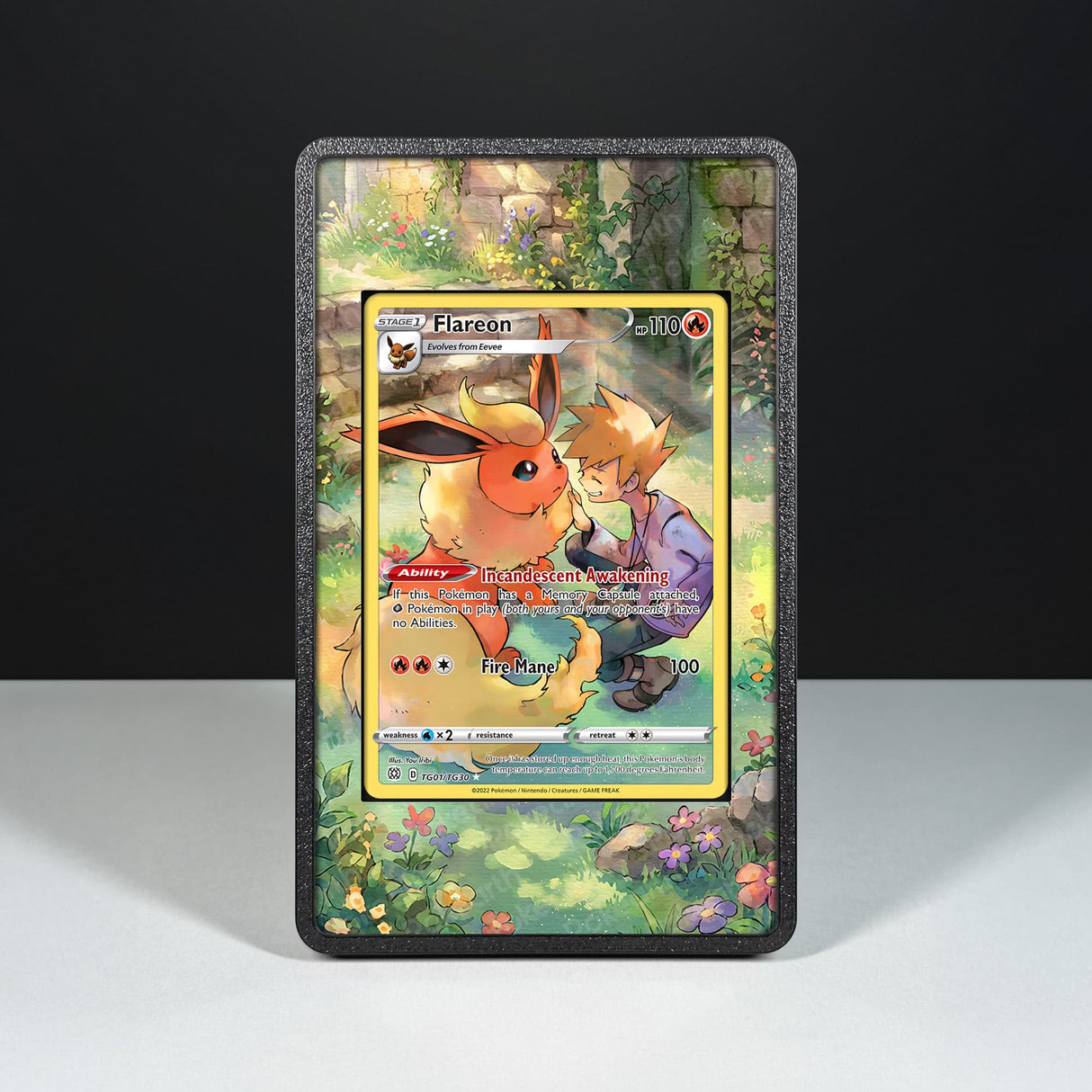 Flareon TG01/TG30 - Custodia con Artwork Esteso per Carte Pokémon - Display Case Extended Artwork Pokearth