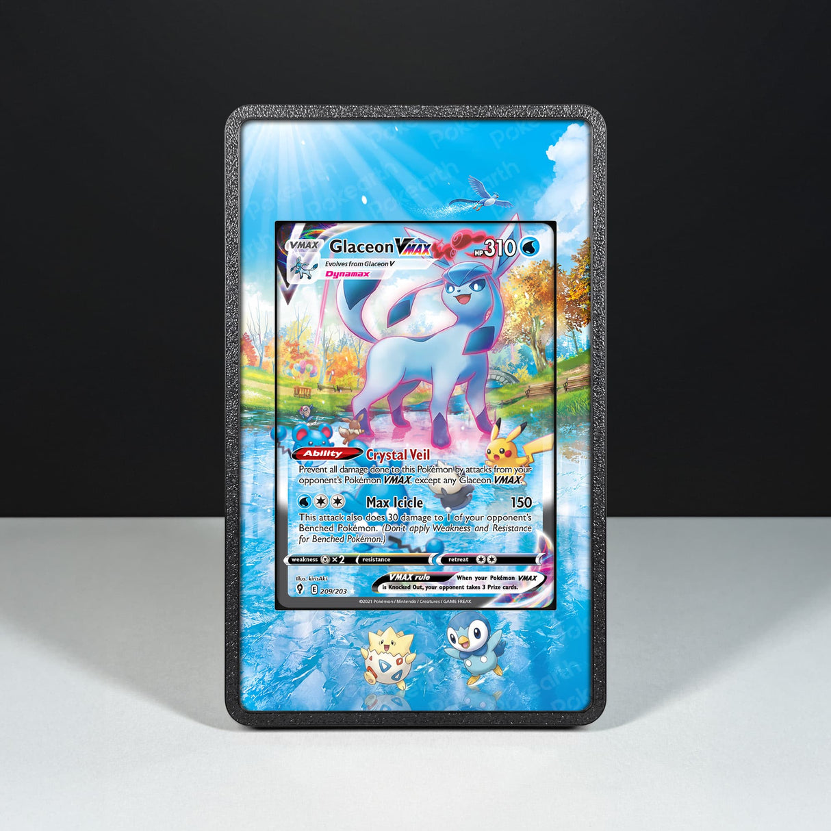 Glaceon VMAX 209/203 - Custodia con Artwork Esteso per Carte Pokémon - Display Case Extended Artwork Pokearth