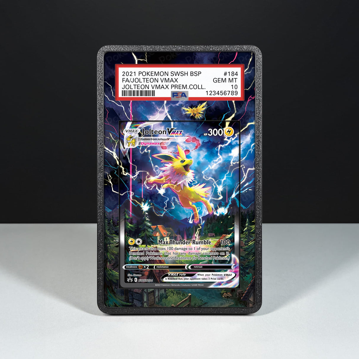 Jolteon VMAX SWSH 184 - Graded Card Extended Artwork Display Case - Display Case Extended Artwork Pokearth