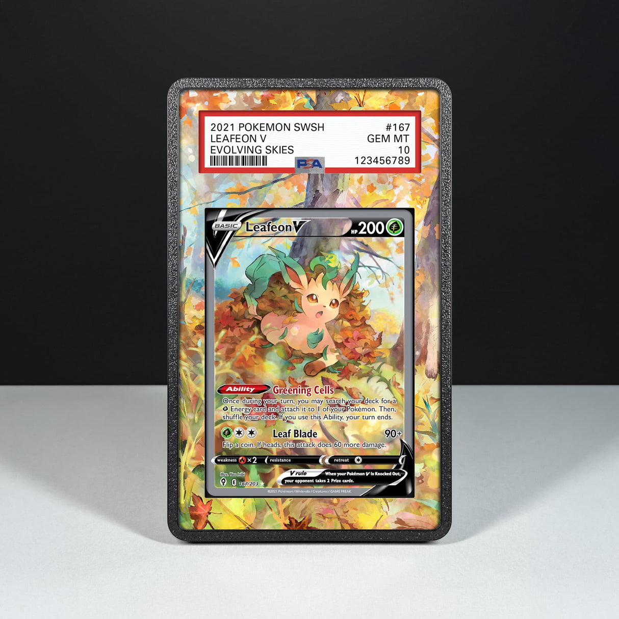 Leafeon V 167/203 - Graded Card Extended Artwork Display Case - Display Case Extended Artwork Pokearth