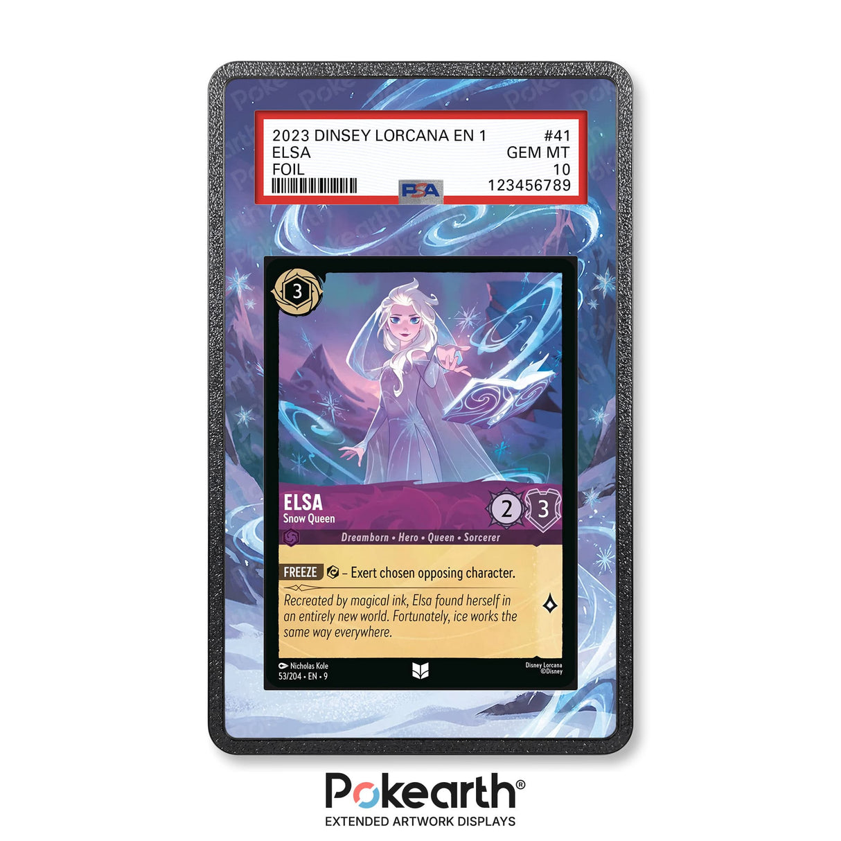 Elsa - Regina delle Nevi 41/204 - Custodia con Artwork Esteso per Carte Gradate - Display Case Extended Artwork Pokearth