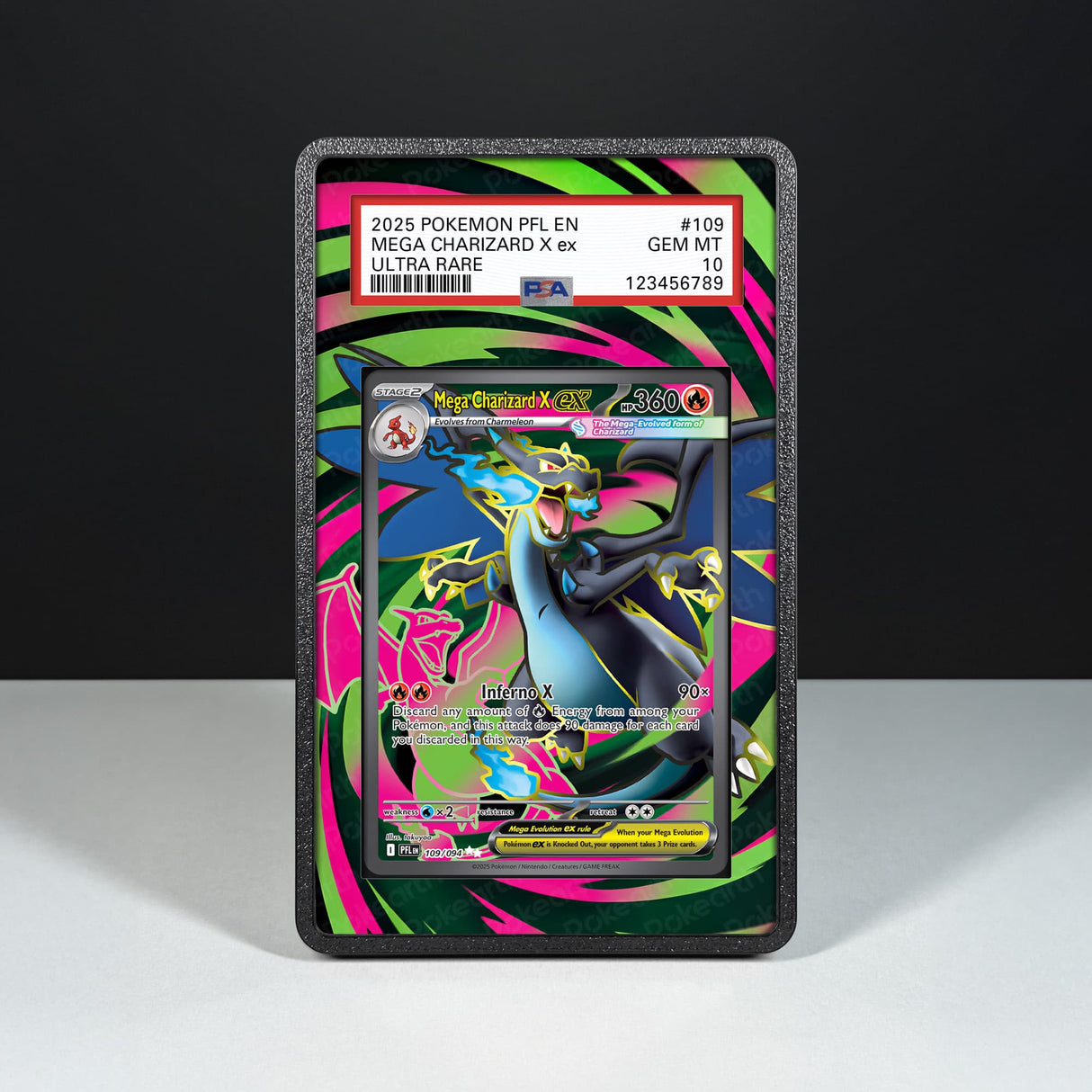 Mega Charizard X ex 109/094 - Graded Card Extended Artwork Display Case - Display Case Extended Artwork Pokearth