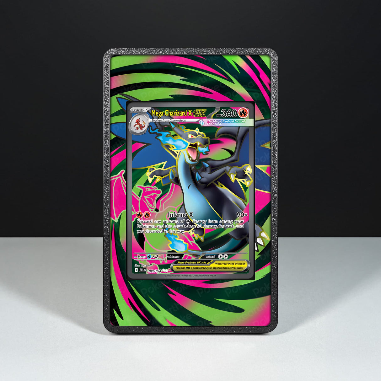 Mega Charizard X ex 109/094 - Custodia con Artwork Esteso per Carte Pokémon - Display Case Extended Artwork Pokearth
