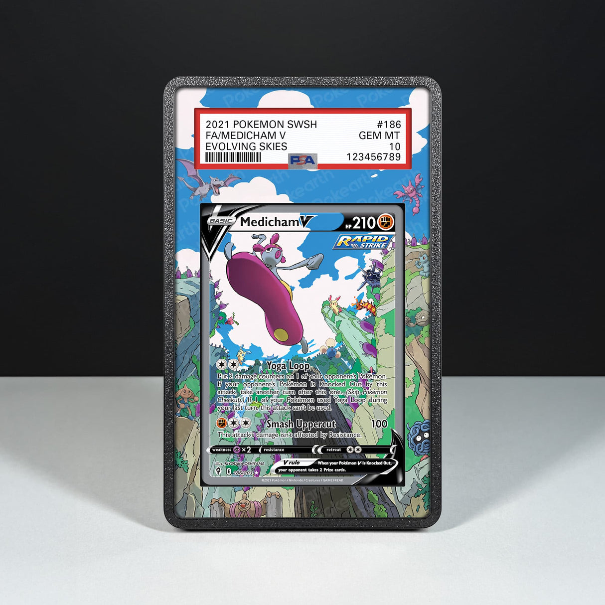 Medicham V 186/203 - Graded Card Extended Artwork Display Case - Display Case Extended Artwork Pokearth