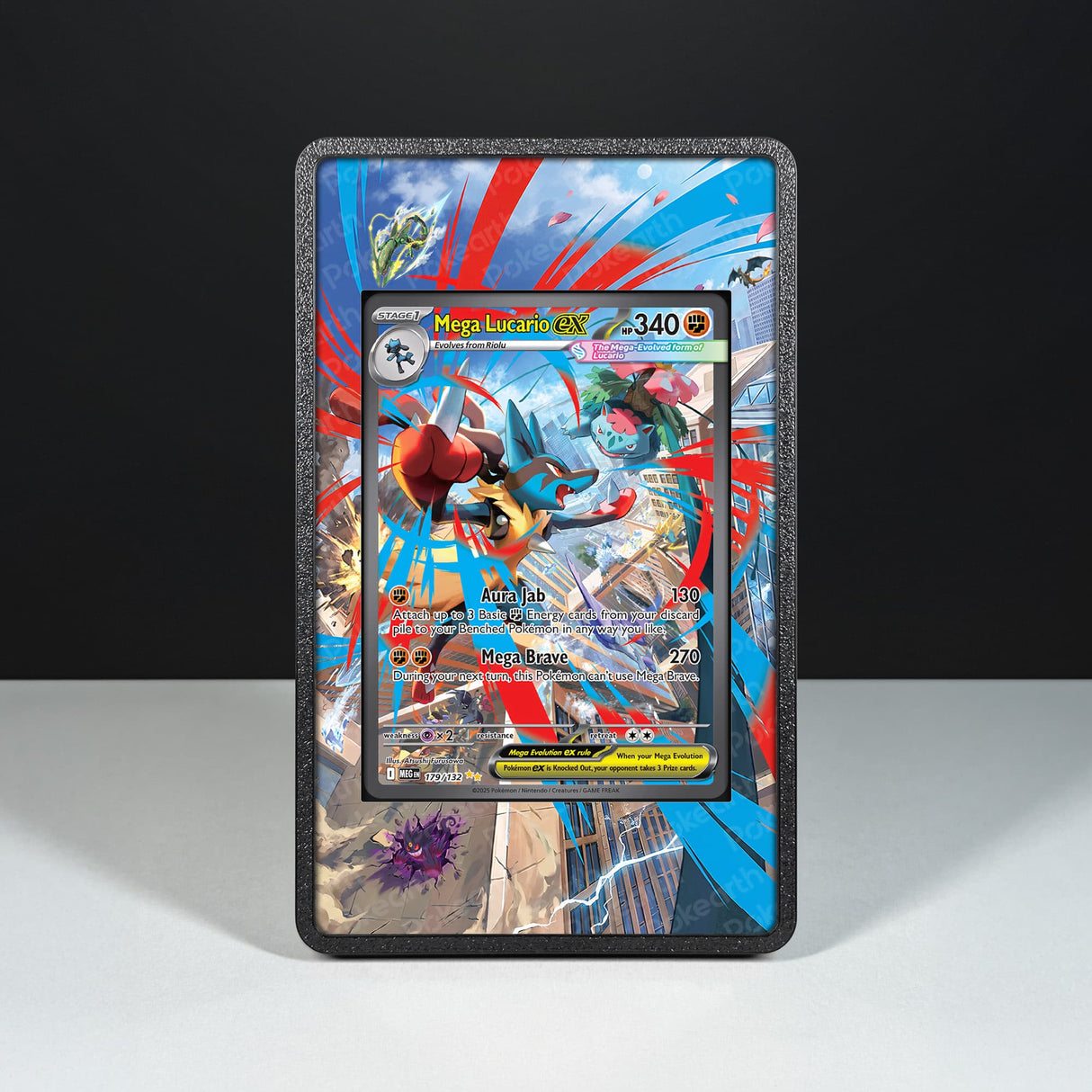 Mega Lucario ex 179/132 - Custodia con Artwork Esteso per Carte Pokémon - Display Case Extended Artwork Pokearth