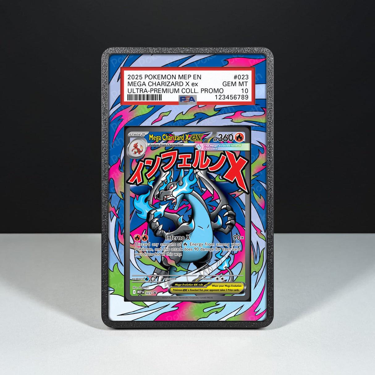 Mega Charizard X ex MEP 023 - Graded Card Extended Artwork Display Case - Display Case Extended Artwork Pokearth