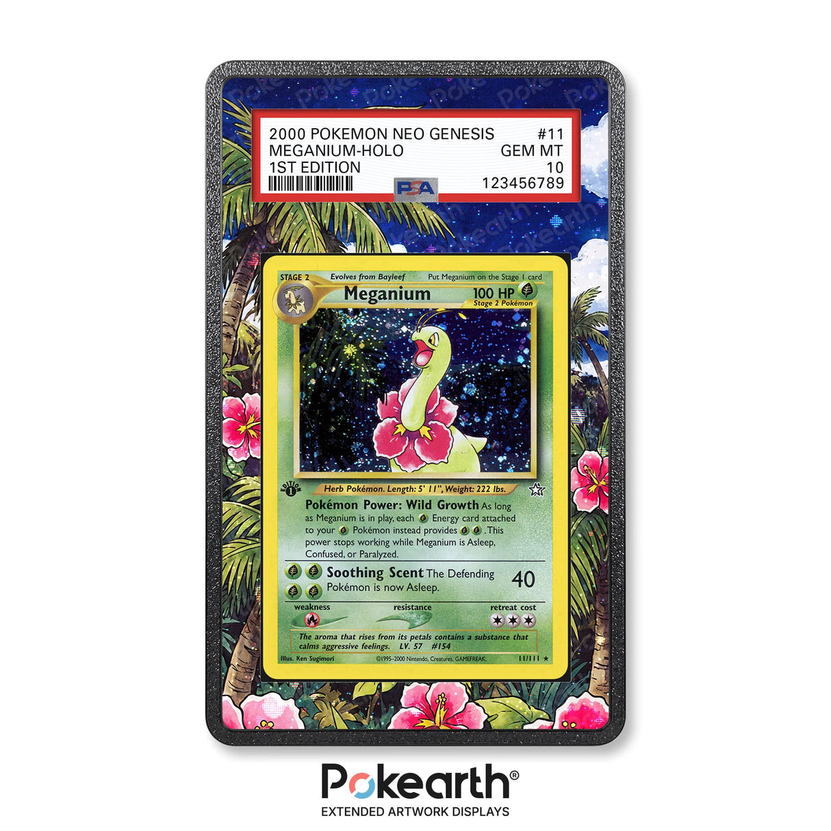 Meganium 11/111 - Graded Card Extended Artwork Display Case - Display Case Extended Artwork Pokearth