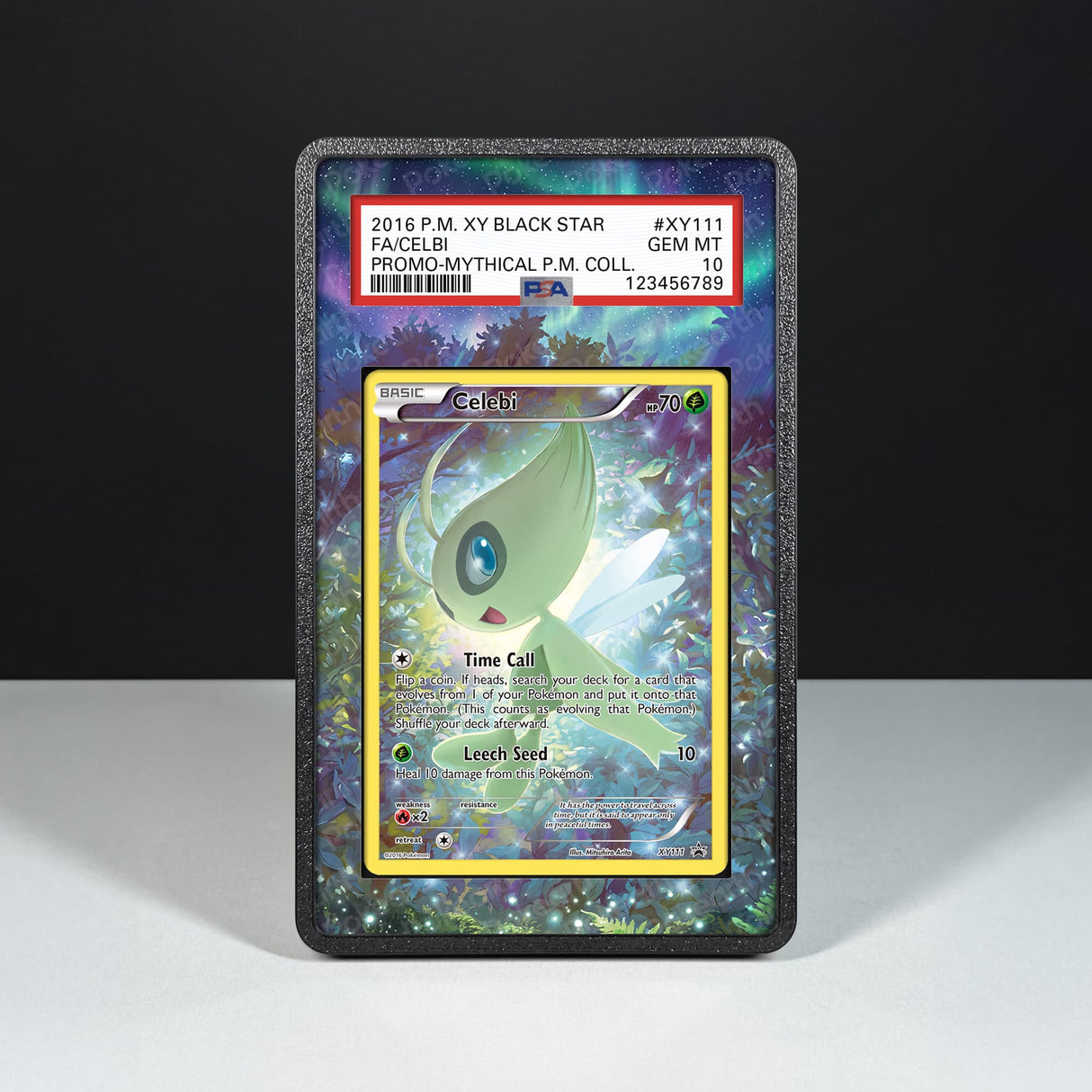 Celebi XY111 - Graded Card Extended Artwork Display Case - Display Case Extended Artwork Pokearth