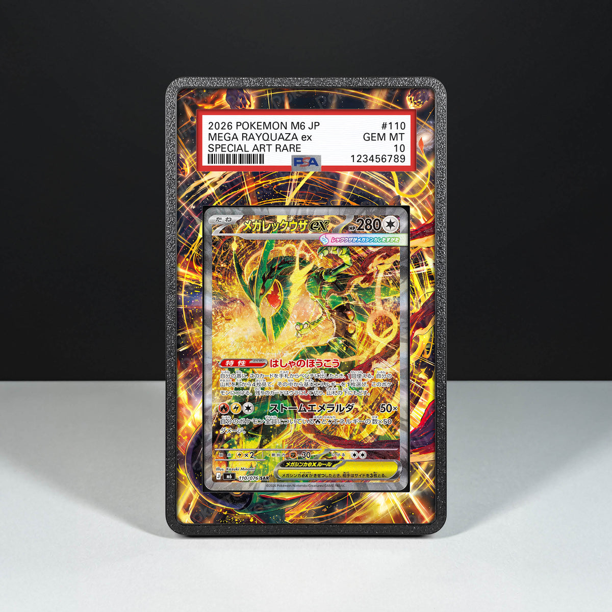 Mega Rayquaza ex 110/076 - Custodia con Artwork Esteso per Carte Gradate
