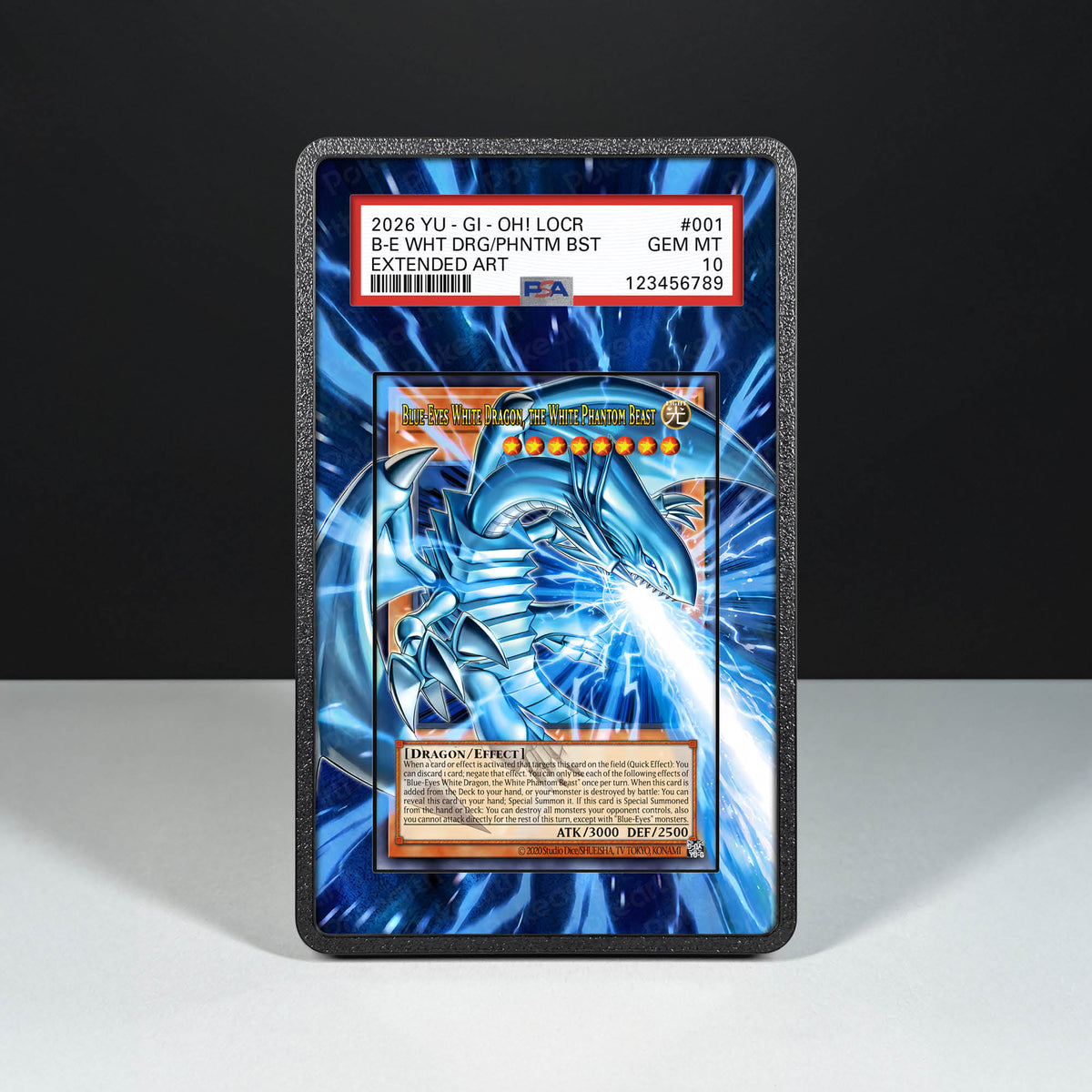 Blue-Eyes White Dragon, the White Phantom Beast 001 - Graded Card Extended Artwork Display Case