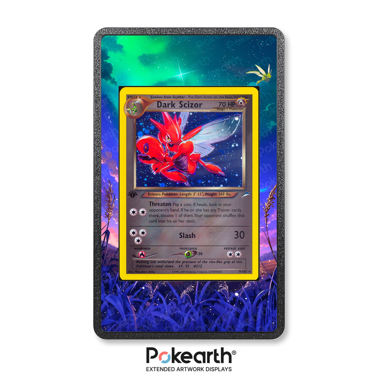 Dark Scizor 9/105 - Custodia con Artwork Esteso per Carte Pokémon - Display Case Extended Artwork Pokearth