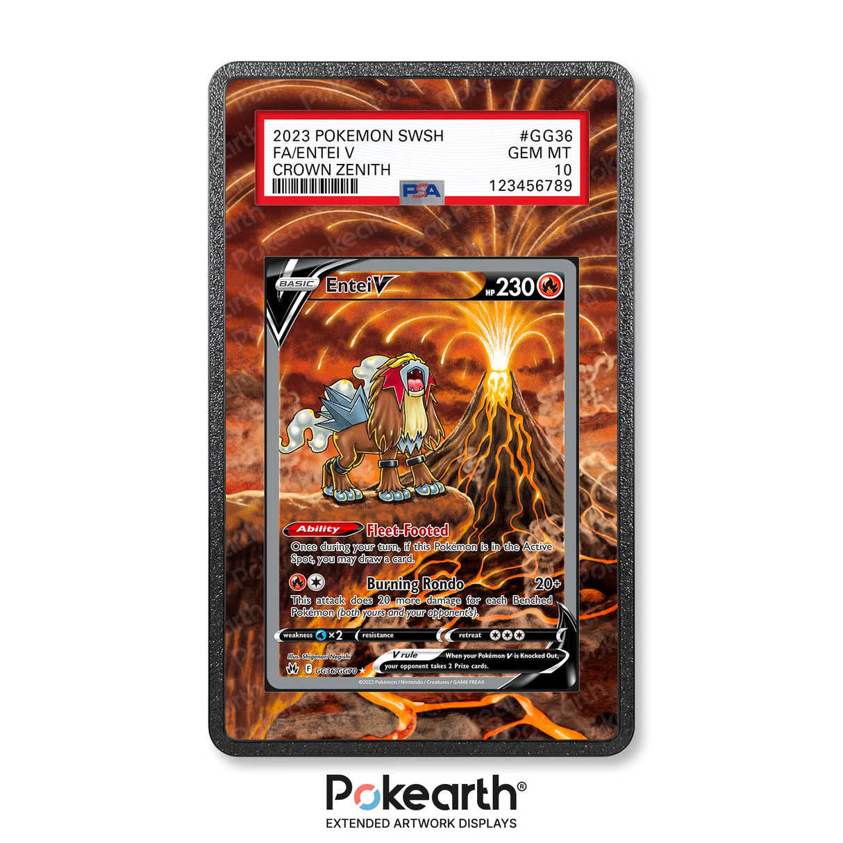 Entei V GG36/GG70- Graded Card Extended Artwork Display Case - Display Case Extended Artwork Pokearth