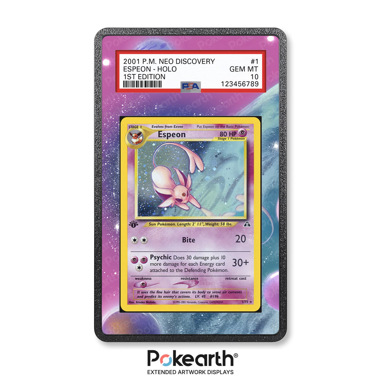Espeon 1/75 - Graded Card Extended Artwork Display Case - Display Case Extended Artwork Pokearth