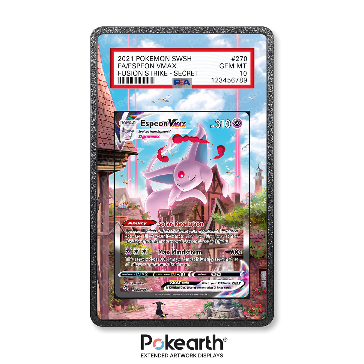 Espeon VMAX 270/264- Graded Card Extended Artwork Display Case - Display Case Extended Artwork Pokearth