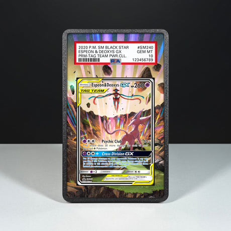 Espeon & Deoxys GX SM240- Graded Card Extended Artwork Display Case - Display Case Extended Artwork Pokearth