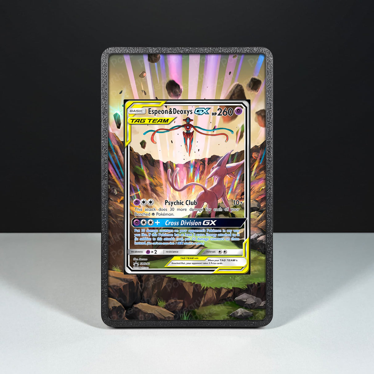 Espeon & Deoxys GX SM240 - Custodia con Artwork Esteso per Carte Pokémon - Display Case Extended Artwork Pokearth