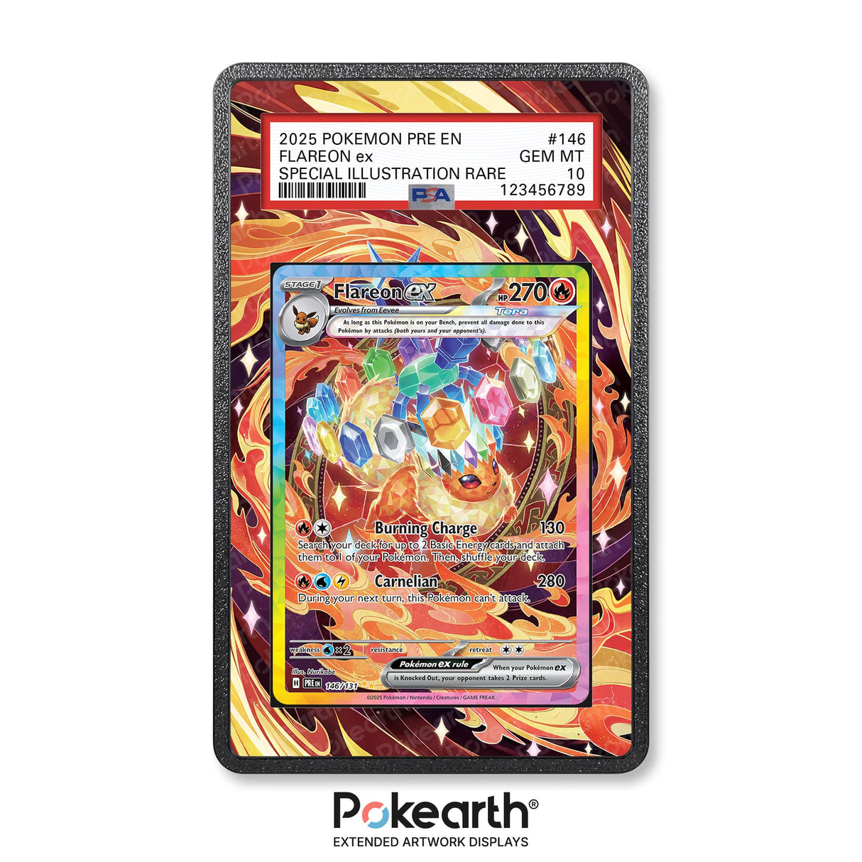Flareon ex 146/131 - Graded Card Extended Artwork Display Case - Display Case Extended Artwork Pokearth