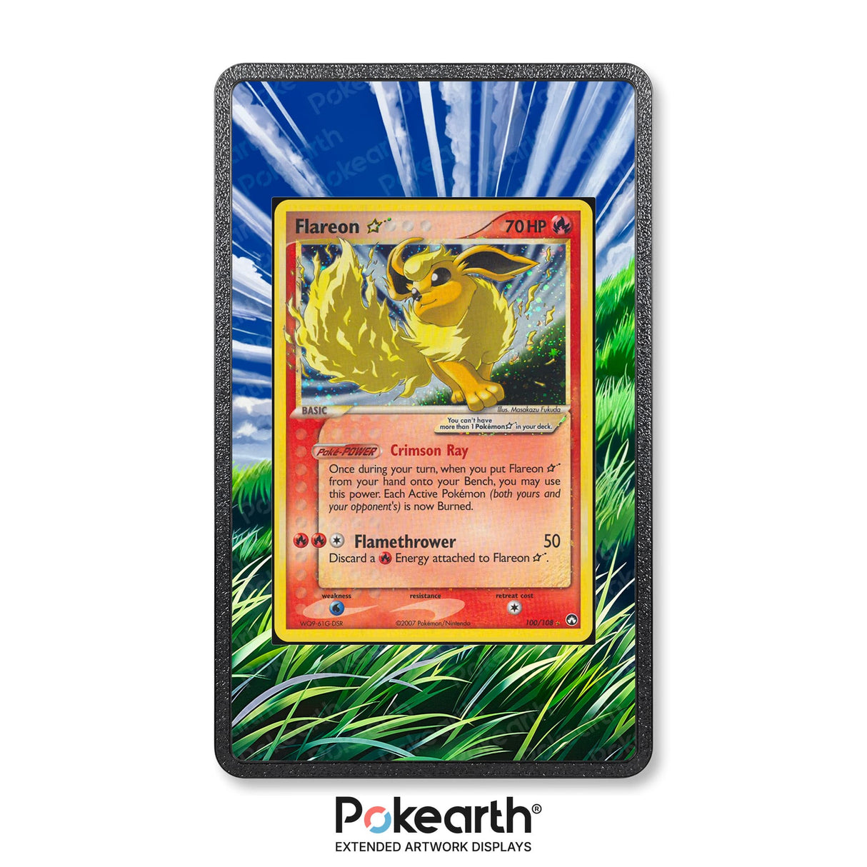 Flareon Gold Star 100/108 - Custodia con Artwork Esteso per Carte Pokémon - Display Case Extended Artwork Pokearth