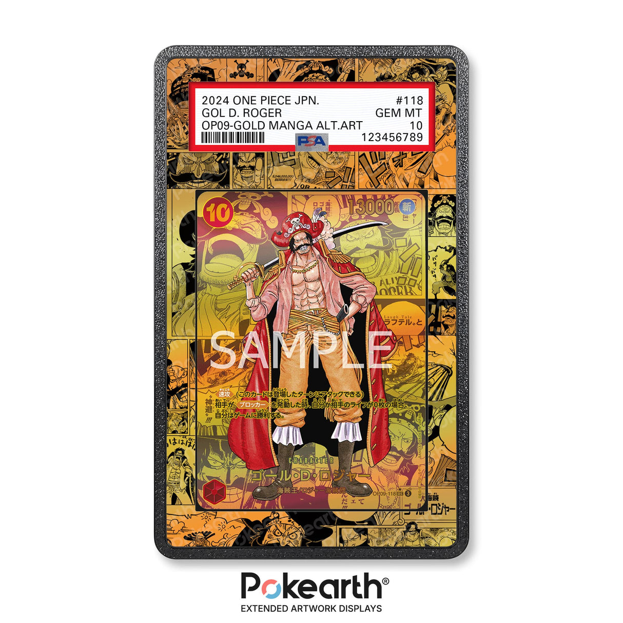 Gol D. Roger OP09-118 Gold Manga - Graded Card Extended Artwork Display Case - Display Case Extended Artwork Pokearth