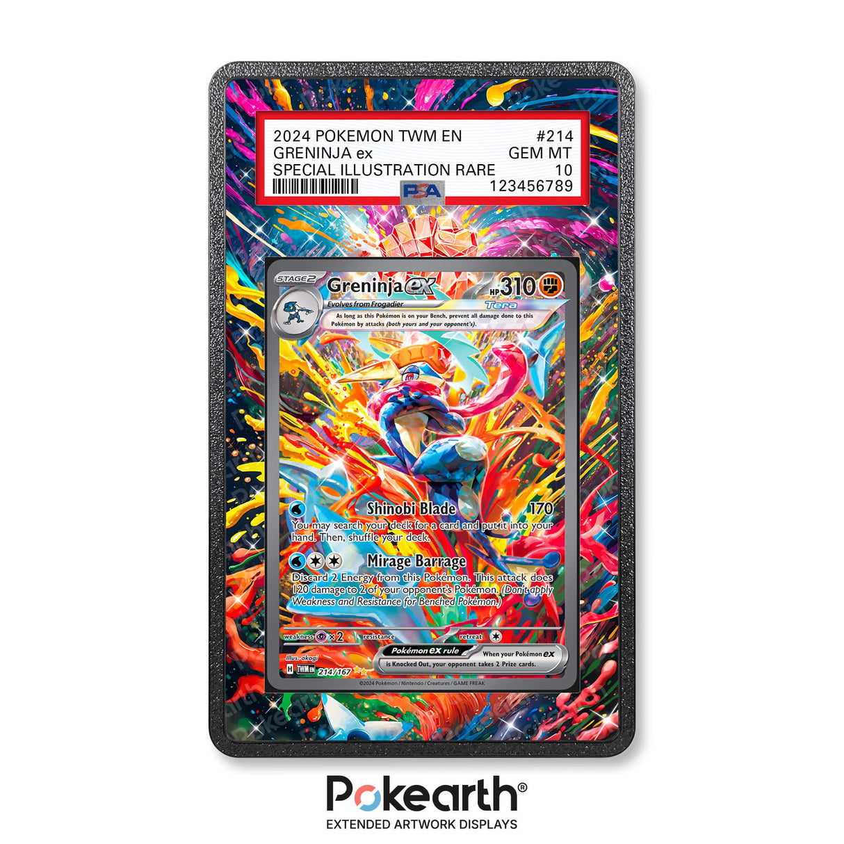 Greninja ex 214/167 - Graded Card Extended Artwork Display Case - Display Case Extended Artwork Pokearth