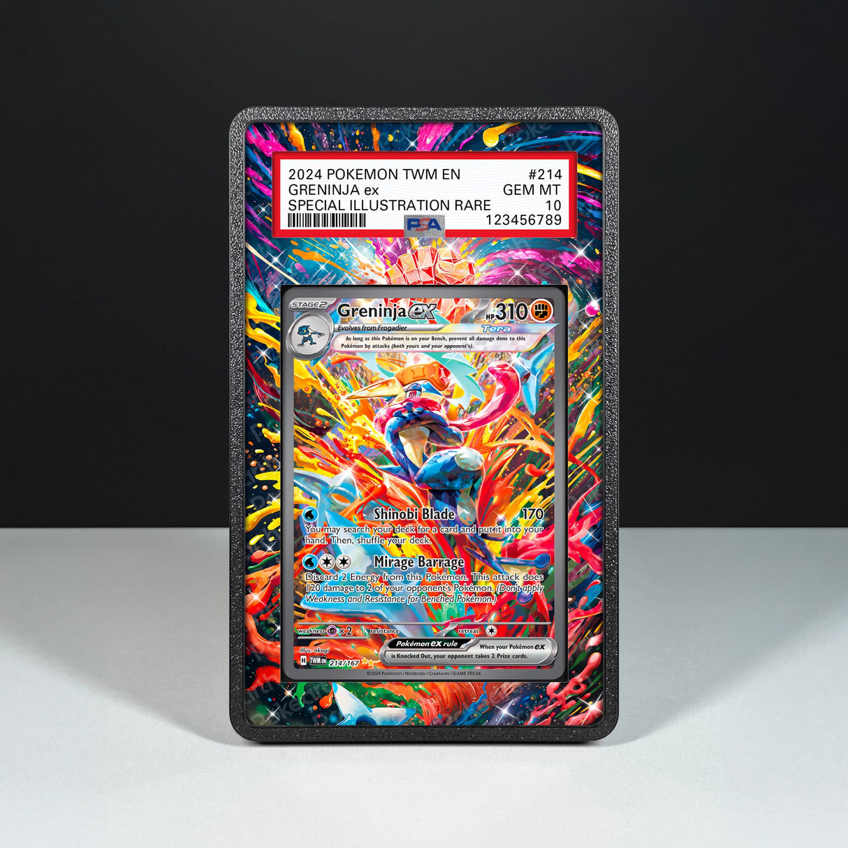 Greninja ex 214/167 - Graded Card Extended Artwork Display Case - Display Case Extended Artwork Pokearth