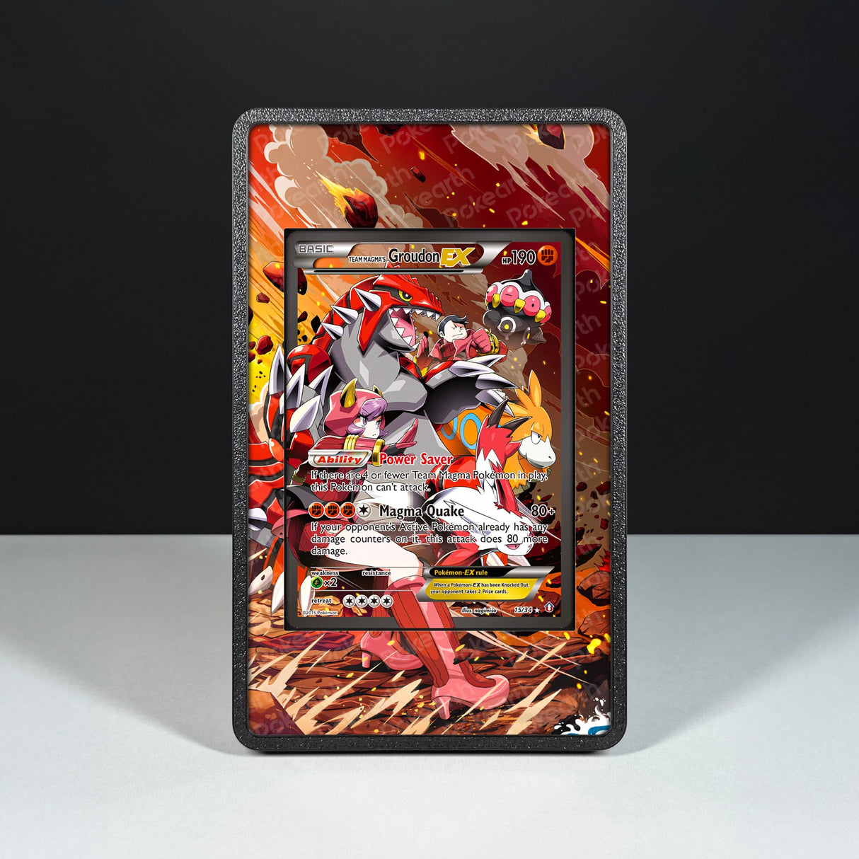 Team Magma's Groudon EX 15/34 - Custodia con Artwork Esteso per Carte Pokémon - Display Case Extended Artwork Pokearth