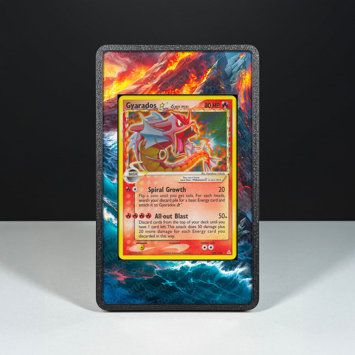 Gyarados Gold Star Specie Delta 102/110 - Custodia con Artwork Esteso per Carte Pokémon - Display Case Extended Artwork Pokearth