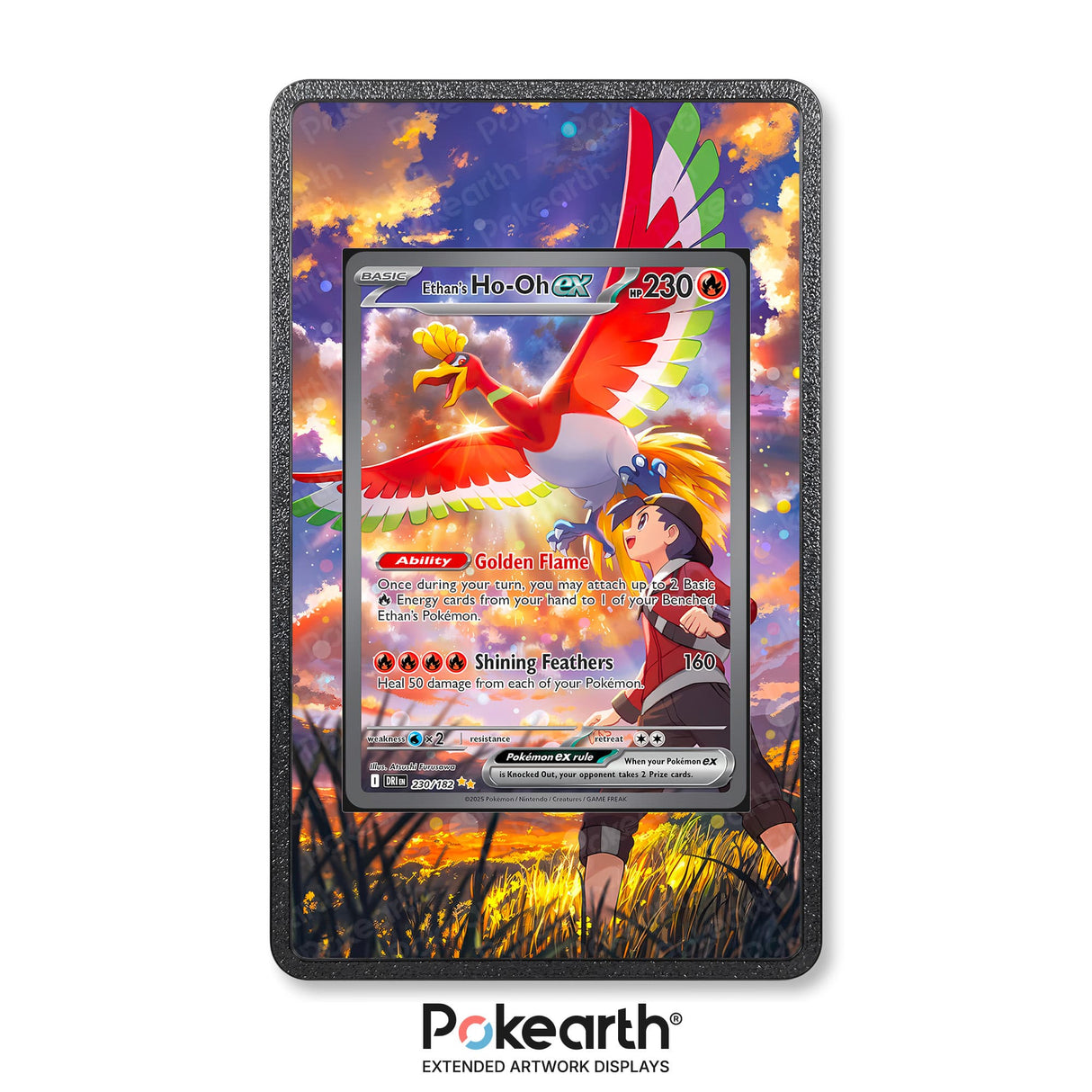 Ho-Oh ex di Armonio 230/182 - Custodia con Artwork Esteso per Carte Pokémon - Display Case Extended Artwork Pokearth