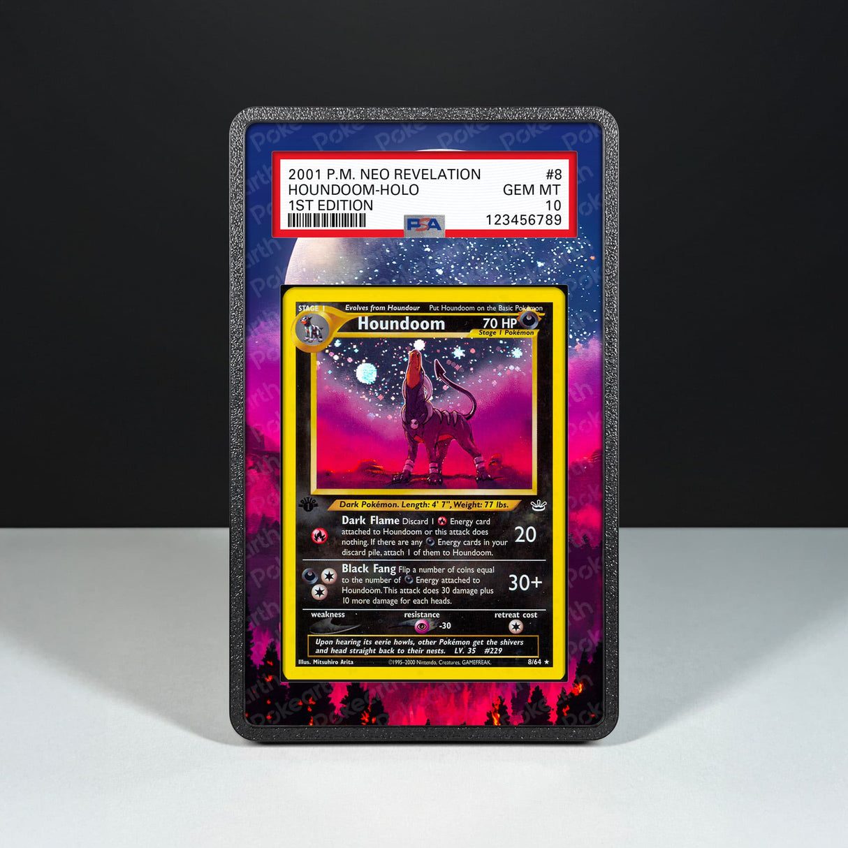 Houndoom 8/64 - Graded Card Extended Artwork Display Case - Display Case Extended Artwork Pokearth