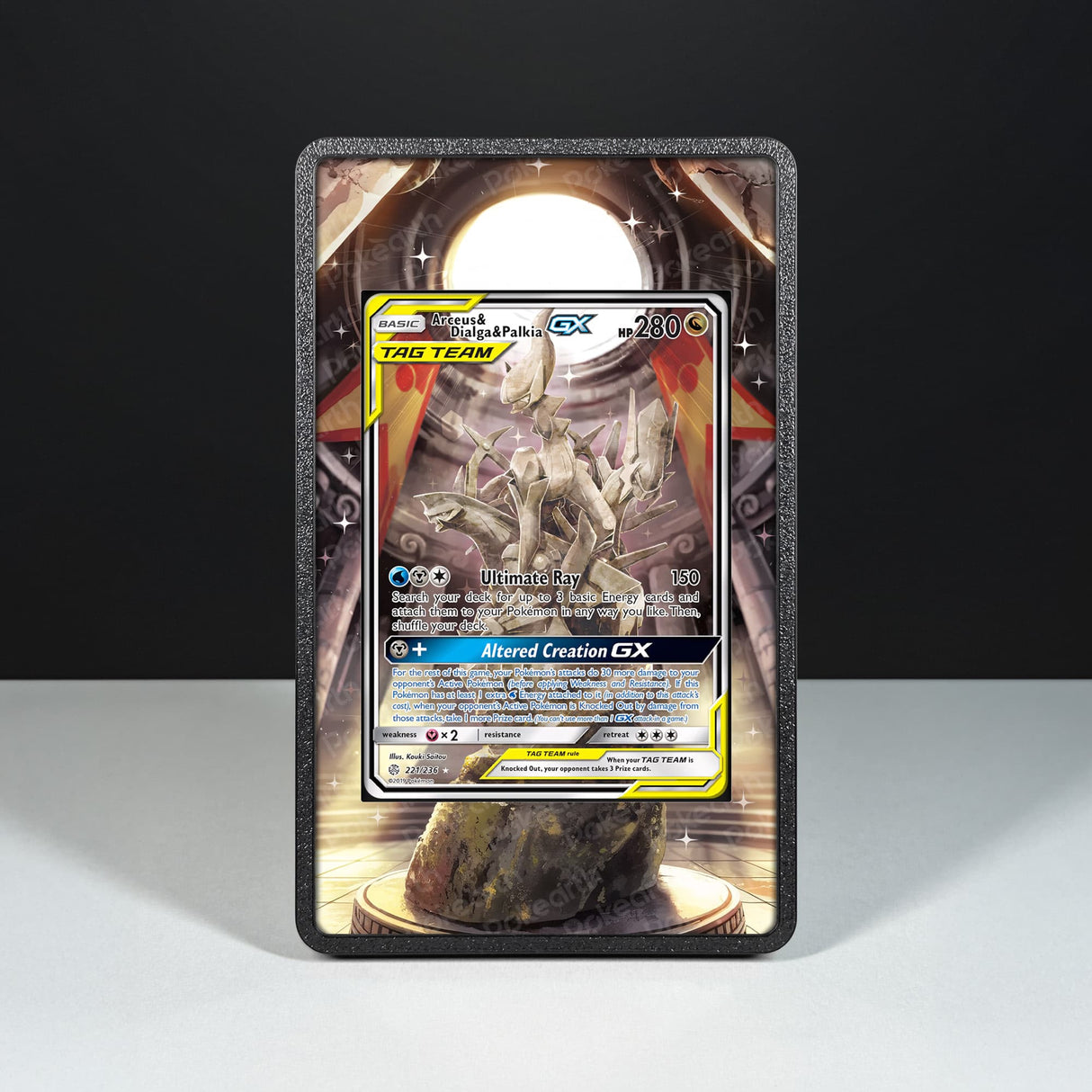 Arceus & Dialga & Palkia GX 221/236 - Custodia con Artwork Esteso per Carte Pokémon - Display Case Extended Artwork Pokearth