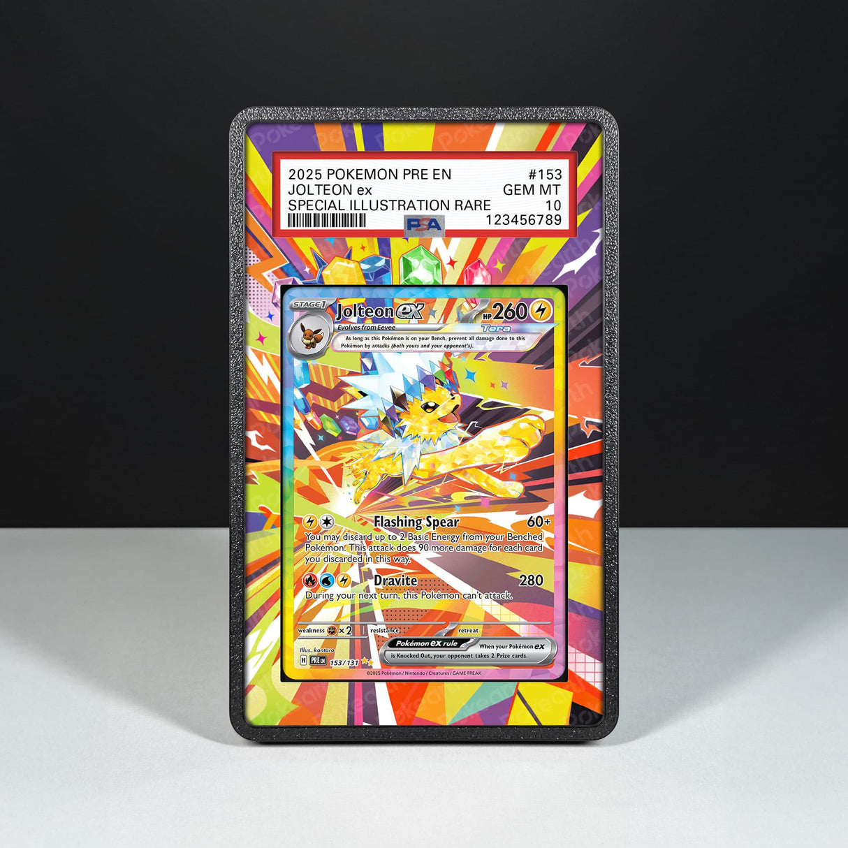 Jolteon ex 153/131 - Graded Card Extended Artwork Display Case - Display Case Extended Artwork Pokearth