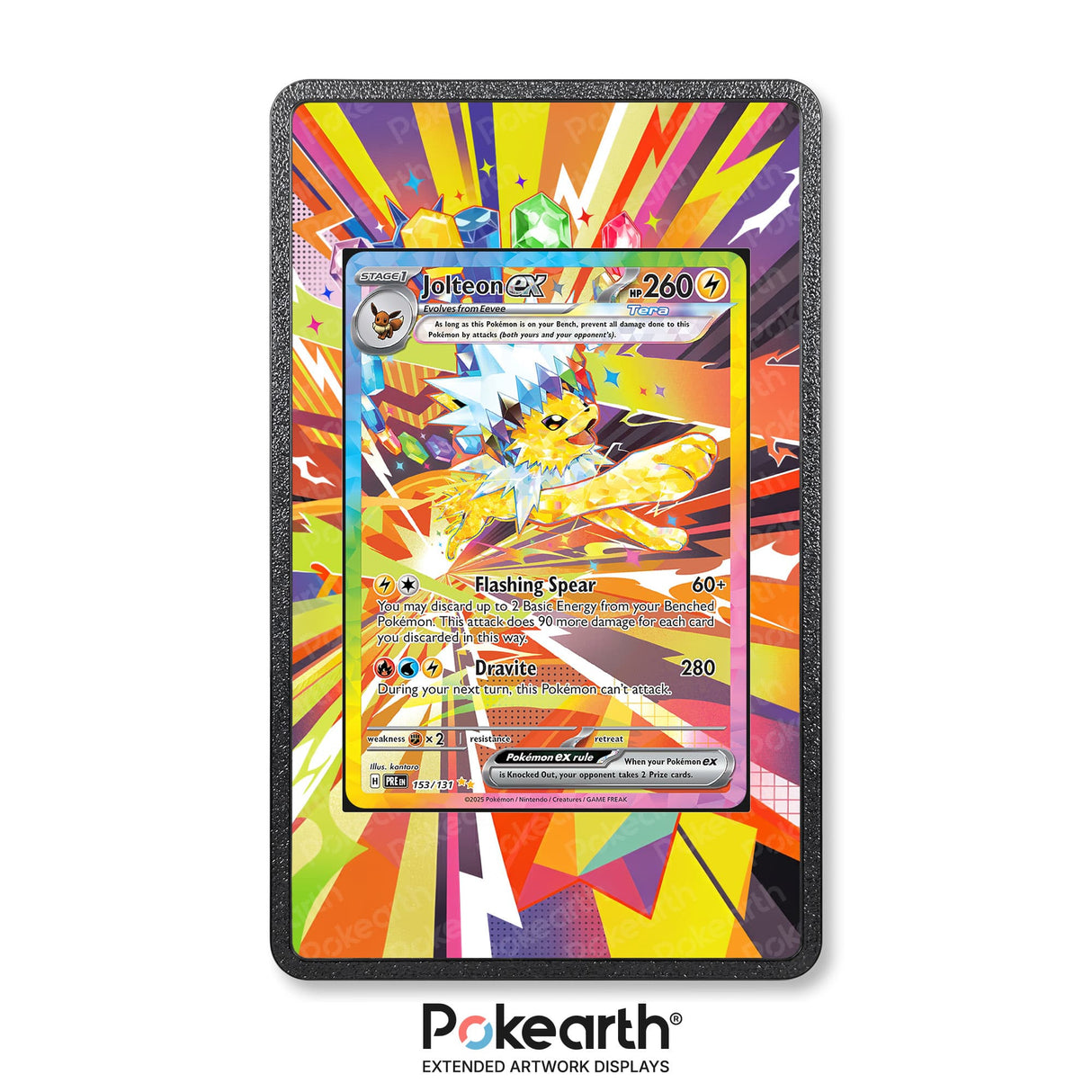 Jolteon ex 153/131 - Custodia con Artwork Esteso per Carte Pokémon - Display Case Extended Artwork Pokearth