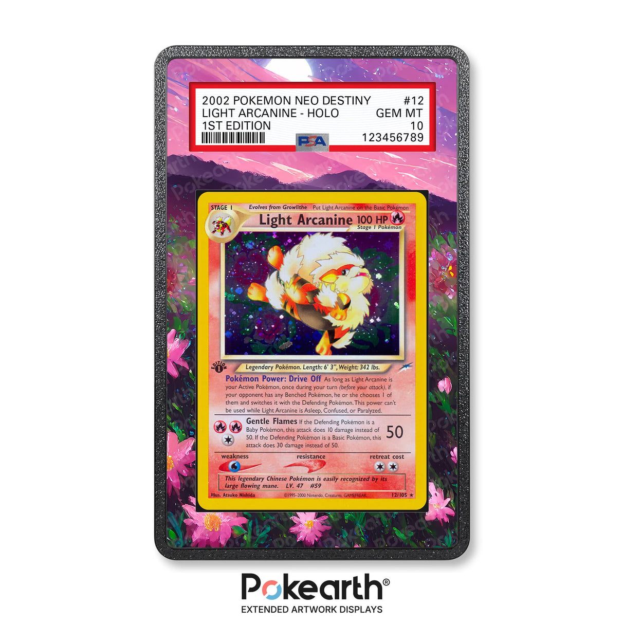 Light Arcanine 12/105 - Graded Card Extended Artwork Display Case - Display Case Extended Artwork Pokearth