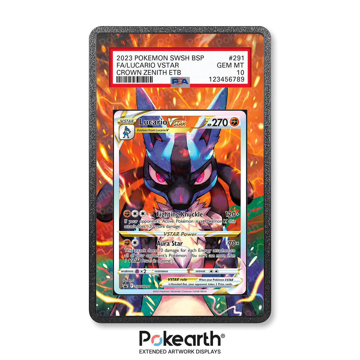 Lucario VSTAR SWSH291 - Graded Card Extended Artwork Display Case - Display Case Extended Artwork Pokearth
