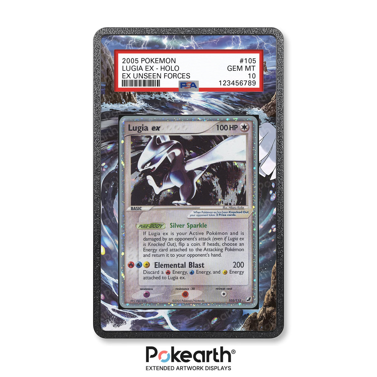 Lugia ex 105/115 - Graded Card Extended Artwork Display Case - Display Case Extended Artwork Pokearth