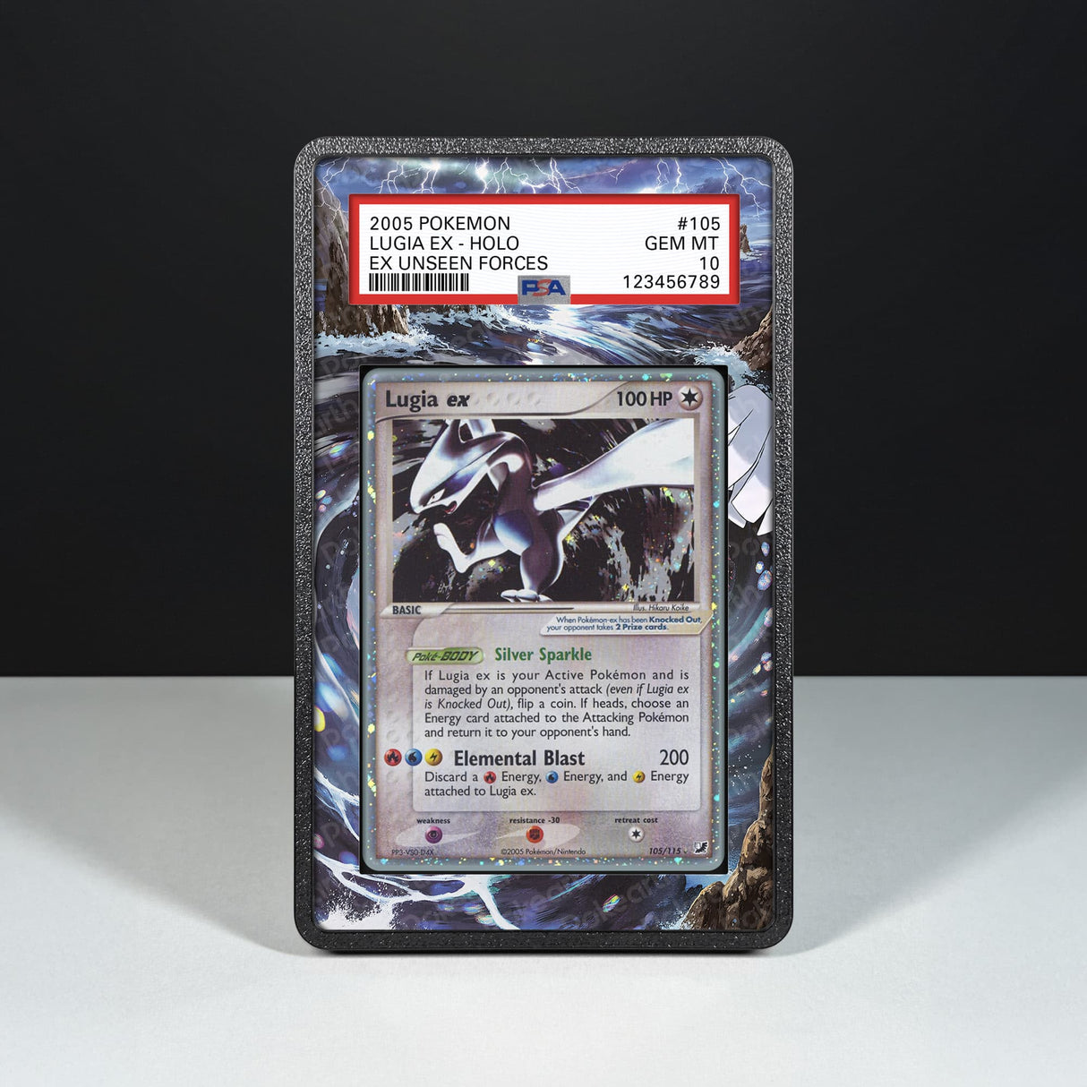 Lugia ex 105/115 - Graded Card Extended Artwork Display Case - Display Case Extended Artwork Pokearth