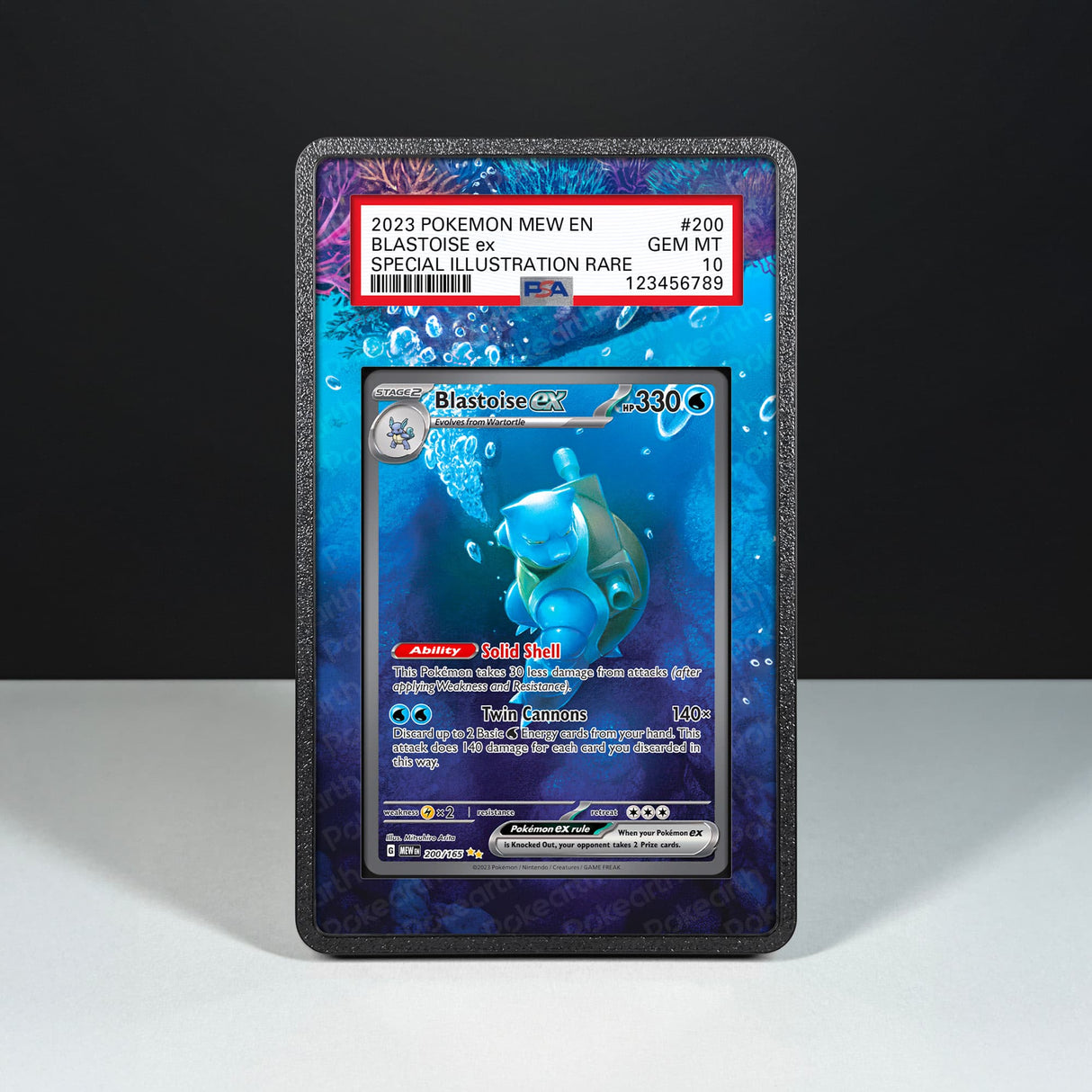 Blastoise ex 200/165 - Graded Card Extended Artwork Display Case - Display Case Extended Artwork Pokearth