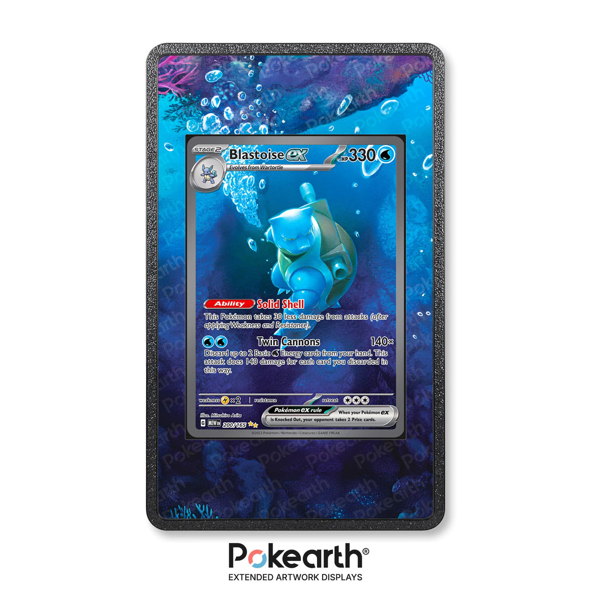 Blastoise ex 200/165 - Custodia con Artwork Esteso per Carte Pokémon - Display Case Extended Artwork Pokearth