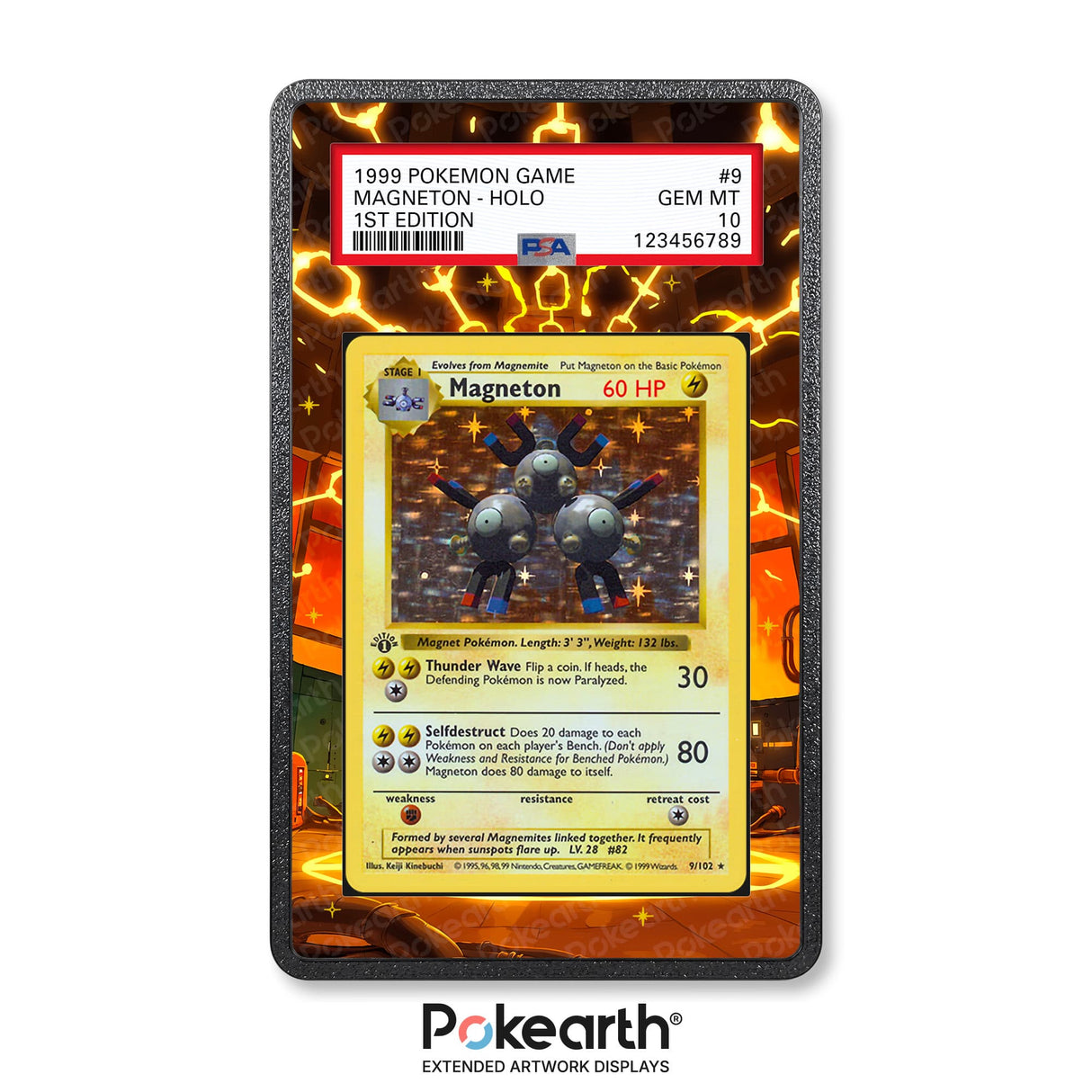 Magneton 9/102 - Graded Card Extended Artwork Display Case - Display Case Extended Artwork Pokearth