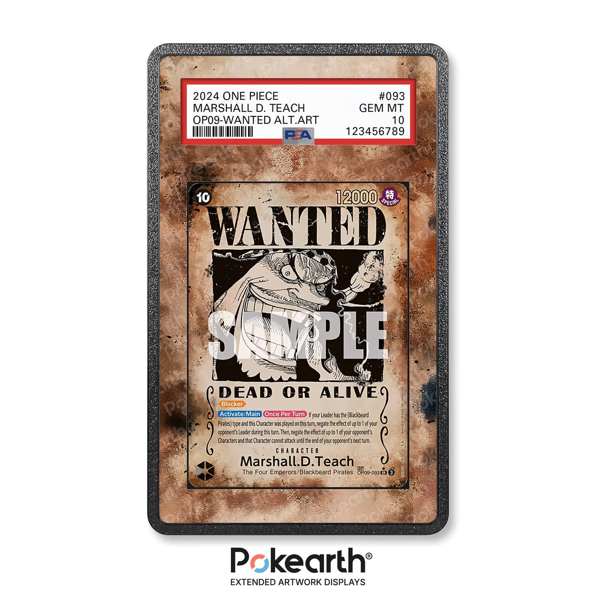 Marshall D. Teach OP09-093 Wanted - Graded Card Extended Artwork Display Case - Display Case Extended Artwork Pokearth