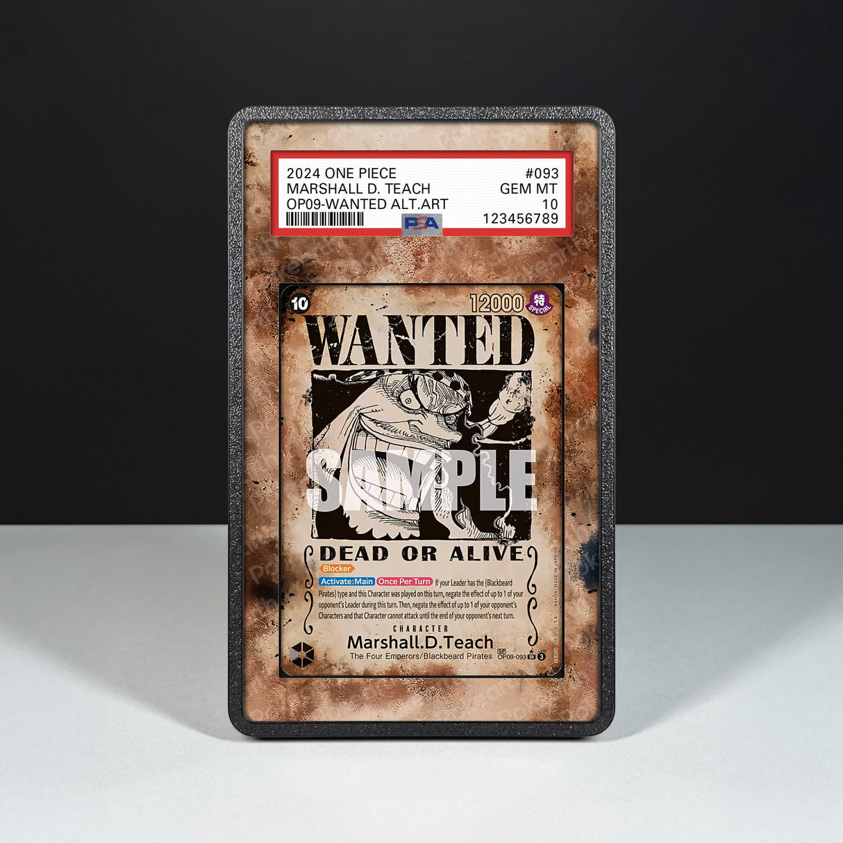 Marshall D. Teach OP09-093 Wanted - Graded Card Extended Artwork Display Case - Display Case Extended Artwork Pokearth