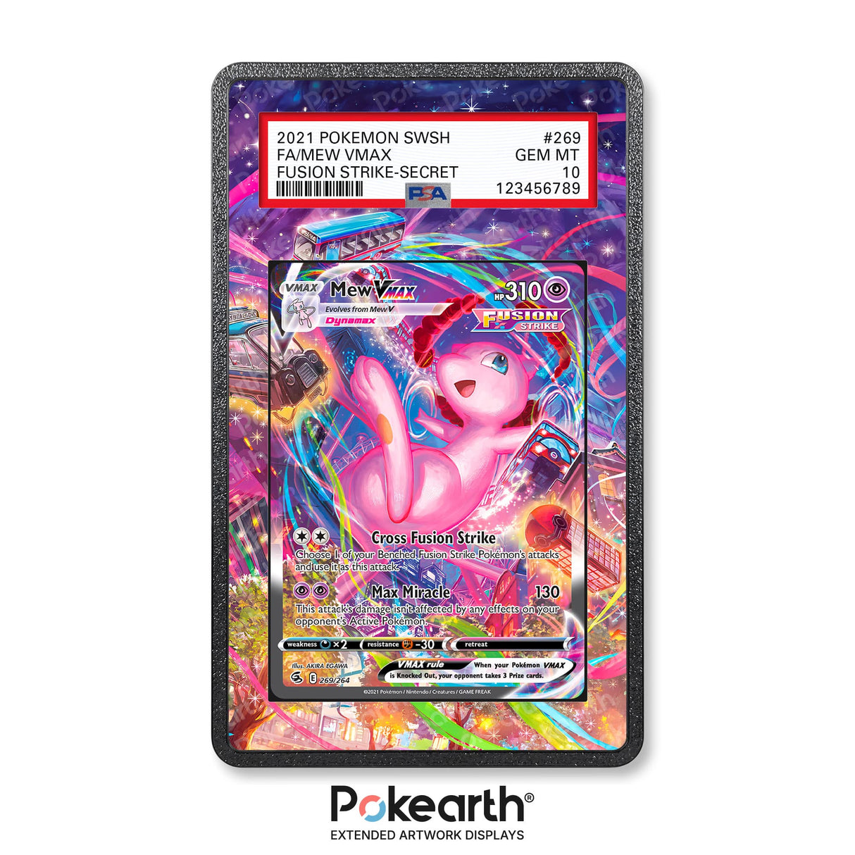 Mew VMAX 269/264 - Graded Card Extended Artwork Display Case - Display Case Extended Artwork Pokearth
