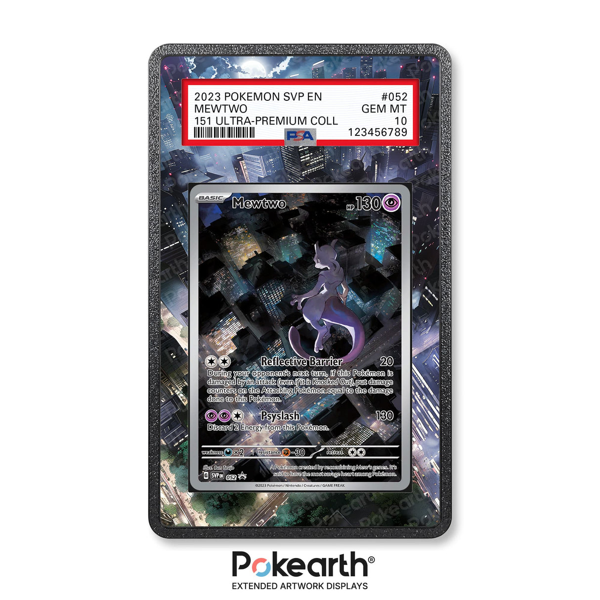Mewtwo SVP 052 - Graded Card Extended Artwork Display Case - Display Case Extended Artwork Pokearth