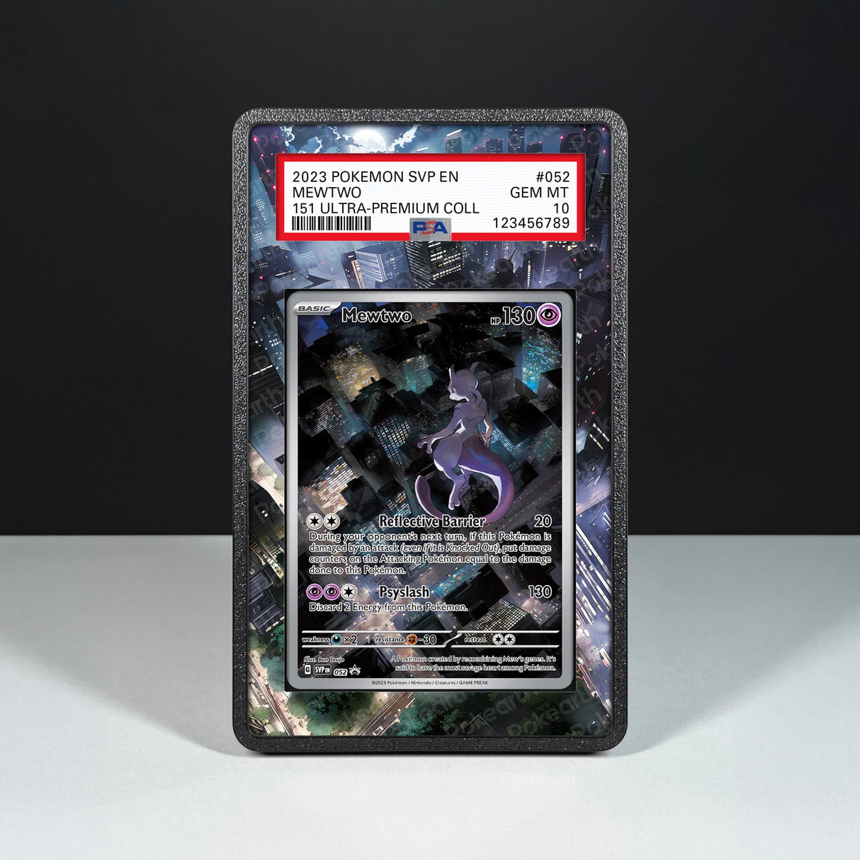 Mewtwo SVP 052 - Graded Card Extended Artwork Display Case - Display Case Extended Artwork Pokearth