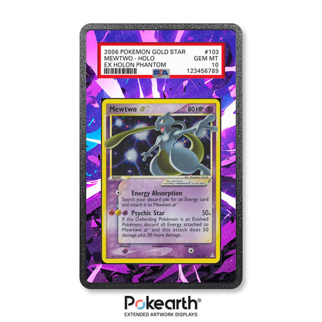 Mewtwo Gold Star 103/110 - Graded Card Extended Artwork Display Case - Display Case Extended Artwork Pokearth