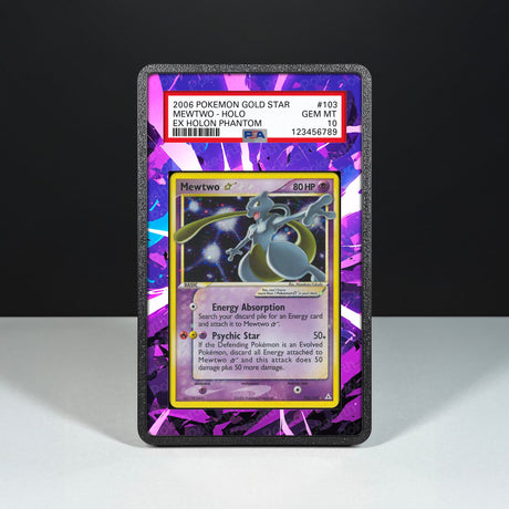 Mewtwo Gold Star 103/110 - Graded Card Extended Artwork Display Case - Display Case Extended Artwork Pokearth