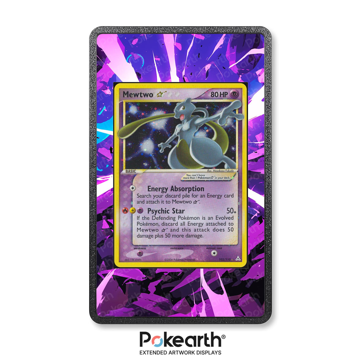 Mewtwo Gold Star 103/110 - Custodia con Artwork Esteso per Carte Pokémon - Display Case Extended Artwork Pokearth